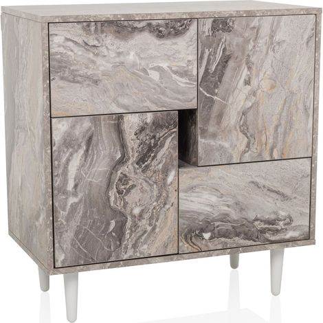 Sideboard / Kommode LYKKJA 76x39,5x76 cm 2 Schubladen 2 Türen braun/weiß hjh LIVING