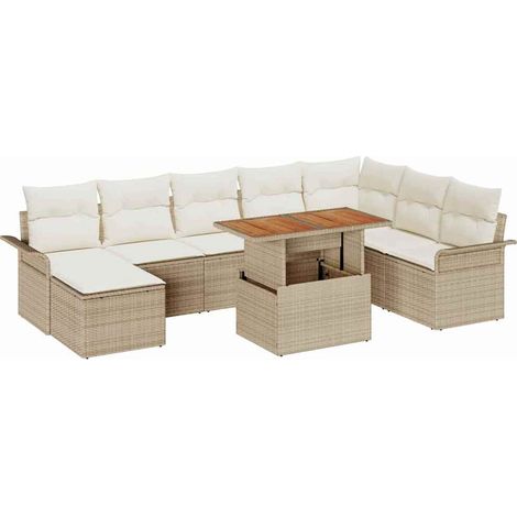 Maison Exclusive - Set Divano da Giardino con cuscino 9 pcs beige e panna