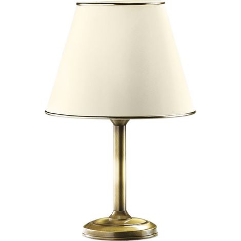 Lampada da tavolo ottone patinato paralume ecru E27 Jupiter
