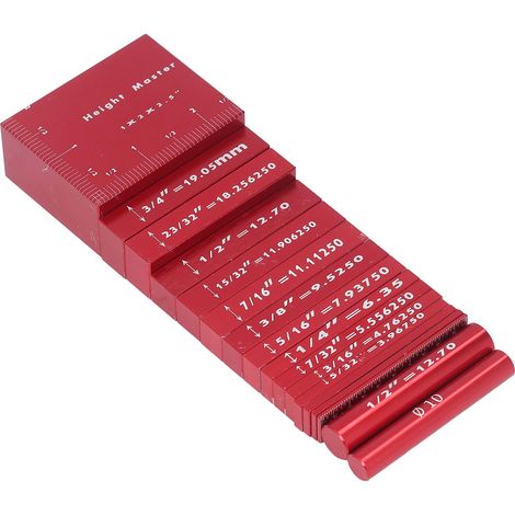 17-teiliges Höhenmessset aus Aluminium, Einstellleisten, Messblock für Oberfräse und Tischkreissäge (1/5)