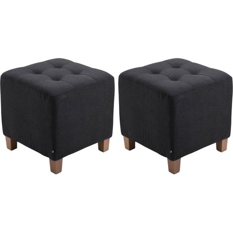 Set de 2 Taburetes Puff Pharao en tela Negro