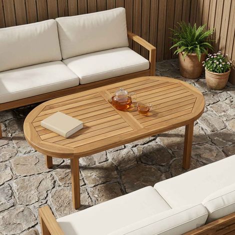 vidaXL Piano del tavolo Ovale Legno di teak solido Naturale