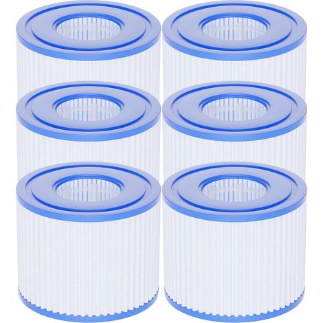 Lot de 6 cartouches filtrantes pour spa gonflable compatibles avec Lay-Z-Spa, 90352E, 58323E, 58323, 58324 et 90427E, 107 x 79 mm (1/5)