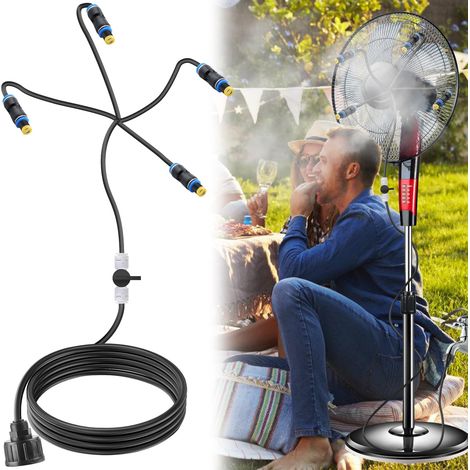 Kit De Refroidissement par Brumisation pour Ventilateur: 6 Buses Rotatives en Laiton, Système De Refroidissement, pour Terrasse, Jardin, Serre (Tuyau De 6m) (1/5)