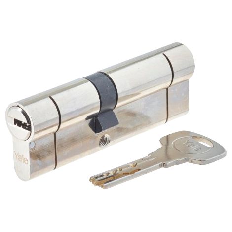 Cylindre de serrure Yale YC2100- 10 goupilles - 5 clés réversibles - nickelé - 40x50mm