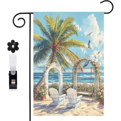 Bannière de cour Welcome et ciel nuageux 30 x 45 cm décoration maison de campagne (1/5)