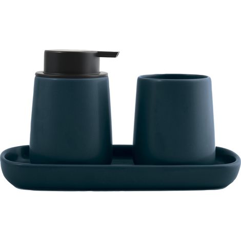 Lot de 3 accessoires de salle de bain en céramique MAONIE Pétrole mat MSV
