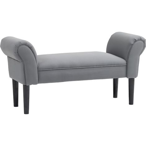 Banc de lit rembourré en toile gris foncé, capacité 130kg. Idéal pour chambre ou entrée. 102 x 36 x 51 cm (1/5)
