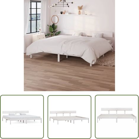 Maison Exclusive Massivholzbett Weiß Kiefer 180x200 cm (1/5)