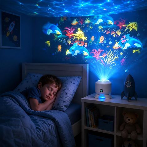 Projecteur de ciel étoilé rotatif dynamique à LED, projecteur océan LED rotatif à 360°, modes statiques/dynamiques, rechargeable, à intensité variable, décoration d'intérieur (1/5)
