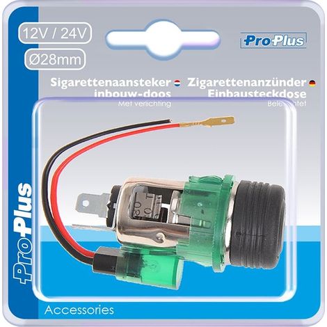 Prise allume-cigare encastrée avec éclairage 12V/24V sous blister