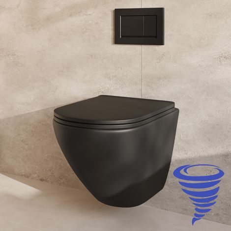 LOMAZOO Pack WC suspendu avec réservoir encastré rond noir - sans (1/5)