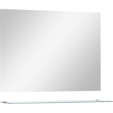 Miroir mural avec étagère Miroir déco / Miroir Salon 80x60 cm Verre trempé (1/5)