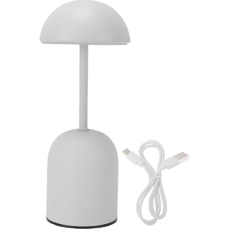 Petite lampe de table moderne avec abat-jour en forme de dôme réfléchissant la lumière LED de lecture 1200 mAh fonctionnant sur batterie pour salon, chambre à coucher, bureau d'étude Blanc (1/5)