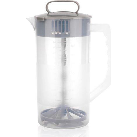Pichet Mélangeur pour Boissons 2L - Piston Mélangeur à Eau en Plastique Avec Couvercle et Lames Coudées Incassable - Récipient pour Lait Maternel, Thé, Limonade (1/5)