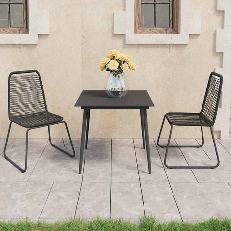 vidaXL Set de comedor de jardín de 3 piezas PVC ratán negro (1/5)