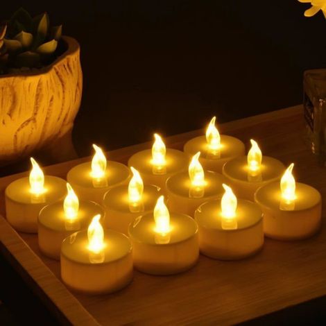 Bougie Chauffe-Plat - LED Sans Flamme - Piles CR2032 Intégrées - Pour Décoration Intérieure Extérieure Événements - Lot de 24 (1/5)
