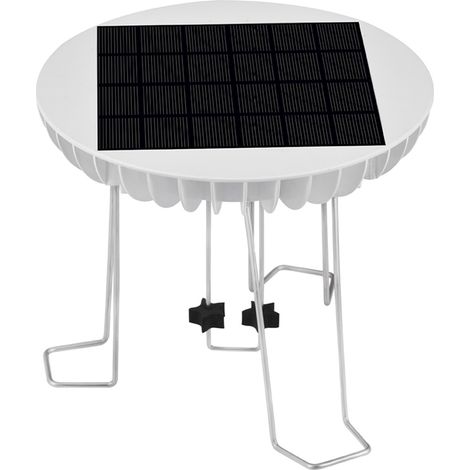 Ortviai Agitateur solaire pour bain d'oiseaux – Panneau solaire 5 V / 2 W, batterie intégrée 1500 mAh, étanche IP65, blanc