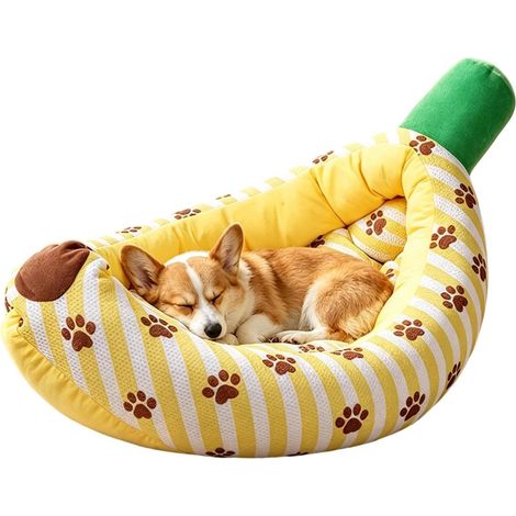Lit pour Chien Lavable Canapé Bateau Banane Rigolo Antidérapant  Coussin De Lit Pour Chien Senior Pour Chiot, Petit, Moyen, Maison, Salon, Balcon, Appartement, Sol, Été, Hiver (1/5)