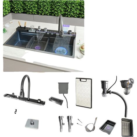 Fregadero de cocina, acero inoxidable, un solo seno, 8848CM-D-SET-right (1/2)