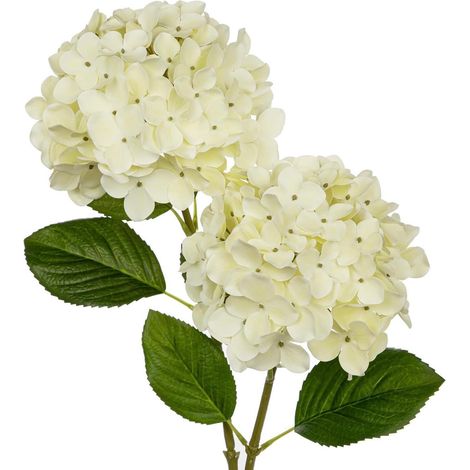 Künstliche Hortensien Kunstzweige Seidenblumen Brautstrauß Cream 2 PCS (1/5)