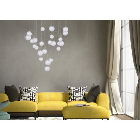Lampadario ZOE bolle vetro trasparente LED 36W Maxlight