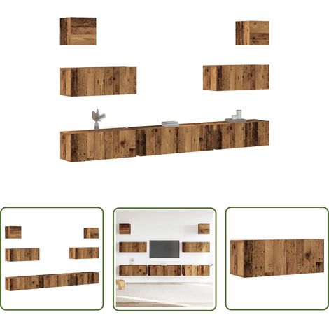 vidaXL Ensemble de meuble TV mural 7 pcs vieux bois bois d'ingénierie