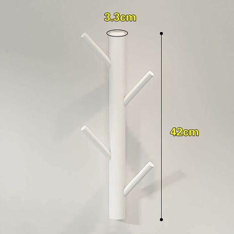 Porte-manteau mural en bois à suspendre - Motif branche d'arbre - Moderne - Fixation murale verticale - Crochets décoratifs en bois Blanc (1/4)