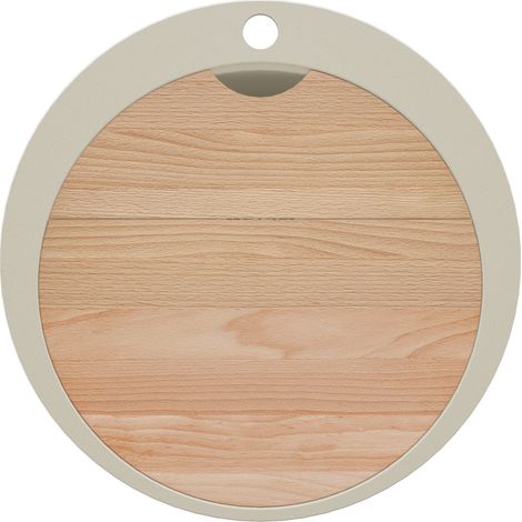 PRIMAGRAN Evier cuisine Granit Rond 53x53cm,Evier 1 bac + Kit de Vidage + Planche à Découper, Lavabo Cuisine au meuble 50cm - Pise Max, Beige (1/5)