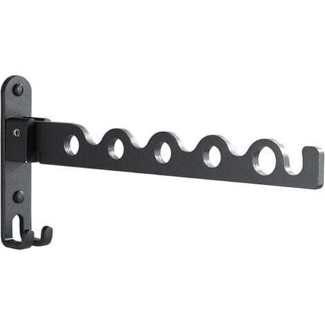 Stendibiancheria pieghevole da parete in alluminio nero, stendibiancheria da bagno nero