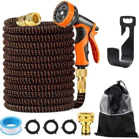 Tuyau d’Arrosage Extensible 15M avec Pistolet 10 Modes Flexible et rétractable, facile à ranger après usage, idéal pour jardin, terrasse, balcon et lavage de voiture (1/5)