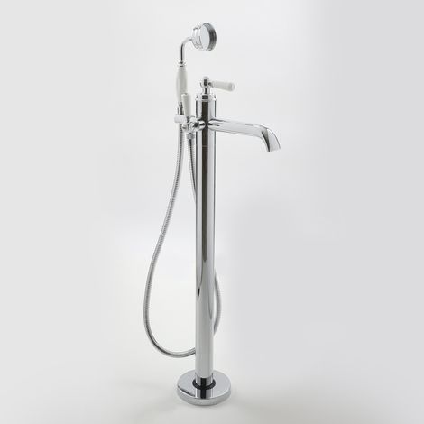 Milano Elizabeth Freestanding Bath Shower Mono Mixer Tap with Lever Handle - Chrome & White (1/5)