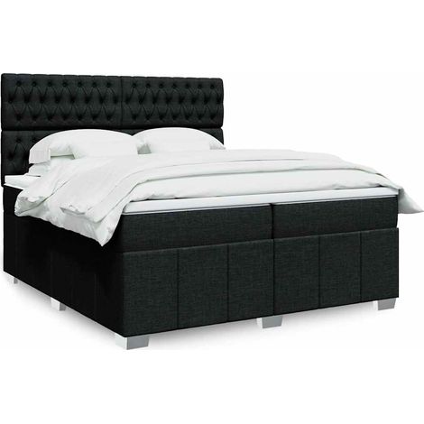 Boxspringbett mit Matratze Schwarz 200x200 cm Stoff (1/5)