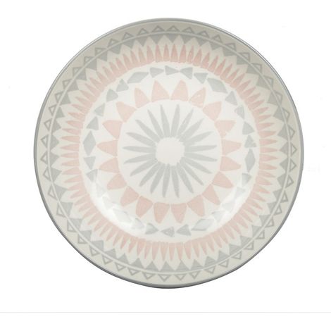 Assiette Creuse en Céramique Rose à Motifs - Assiette Ronde de Table - 20,3 x 11,2 x 5 cm - PANGIVO (1/4)