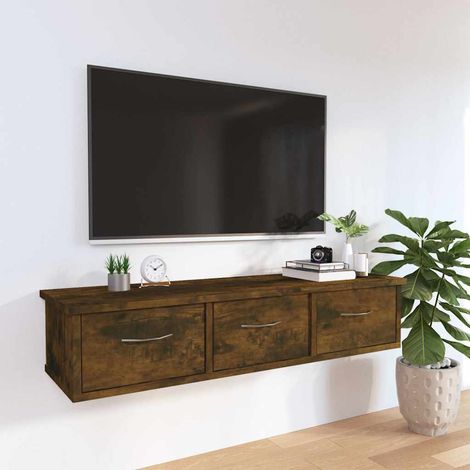 815081 vidaXL Wall Cabinet Smoked Oak 88x26x18,5 cm Engineered Wood (1/5)