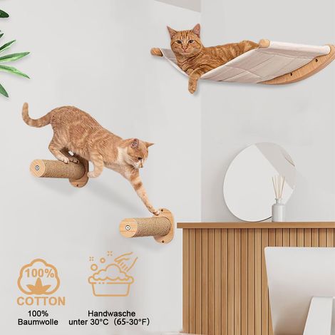 Lit mural pour chat 3 pièces, escalier de saut pour chat, lit pour chat + griffoir pour chat (1/5)