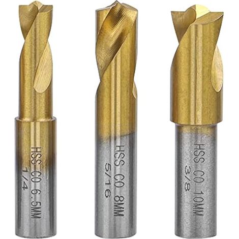 3 pièces Forets à souder par points HSS revêtus titane CO cobalt, outil de coupe et retrait 6,5 mm 8 mm 10 mm