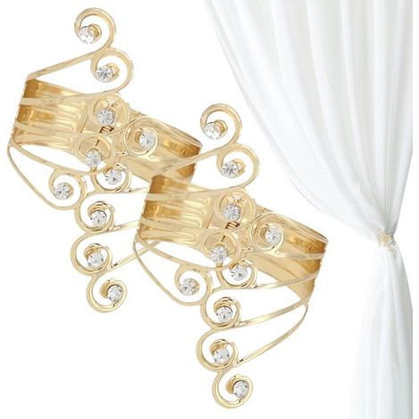 2 piezas de alzapaños para cortinas，sujetadores metálicos para cortinas de ventana，alzapaños decorativos con hebillas，sujetadores para cortinas (1/5)