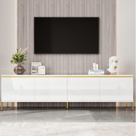 Mueble TV 170x38x50 cm blanco, tablero de partículas con 4 puertas (1/5)
