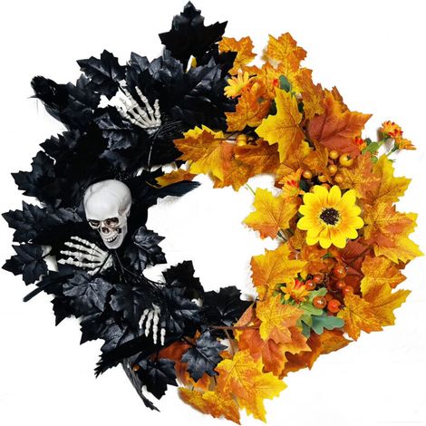 Sonnenblumen-Geisterkopf-Kranz, geeignet für die Dekoration im Innen- und Außenbereich