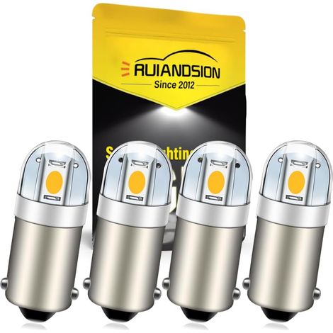 BA9S BA9 1895 1891 53 57 Warm White 6V 3030 2SMD Chipsets LED Bulbs Replacement for Car Interior Dome Map Glove Box (Pack of 4) (1/5)