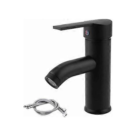 Robinet Lavabo Noir, Robinet Eau Chaud Froid, Mitigeur de Salle de Bain en Acier inoxydable, pour Lavabo ou Vasque de Salle Bain, Vasque Lave Main, Chaud