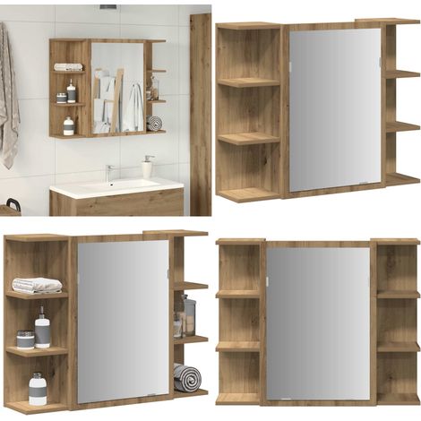 vidaXL Bad-Spiegelschrank Artisan-Eiche 80x20,5x64cm Holzwerkstoff (1/5)