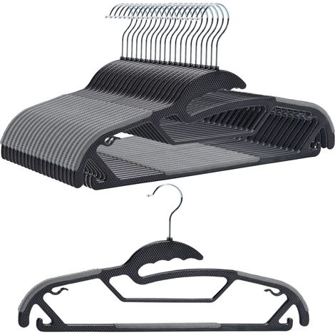 Set di 20 grucce con rivestimento antiscivolo SOFTY, nere e grigie. (1/5)