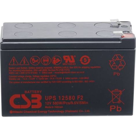 CSB Battery UPS 12580 high-rate UPS12580F2 Batteria al piombo 12 V 9.4 Ah Piombo-AGM (L x A x P) 151 x 99 x 65 mm Spina