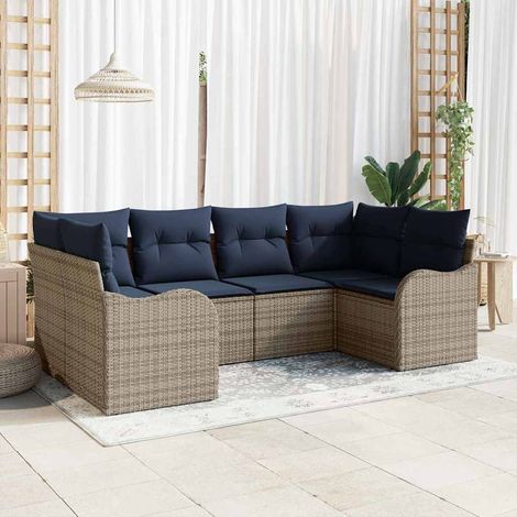 vidaXL Set di divani 6 pz Grigio [Sintetico]: Rattan in Polipropilene (1/5)