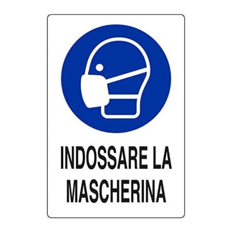 CARTELLO Segnaletica OBBLIGO MASCHERINA Regole SICUREZZA PVC 20X30 cm UFFICI NEGOZI (1/2)