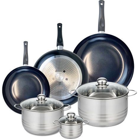 Ensemble de 3 Poêles de cuisson 24, 28 et 32 cm et 3 faitouts 12, 20 et 24 cm Elo Prima Brillant (1/5)