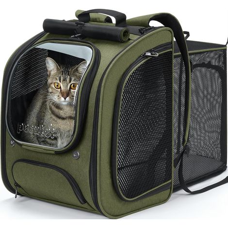 Sac à Dos Chat Extensible,Grand EspaceTransport pour Chat,Vert (1/5)
