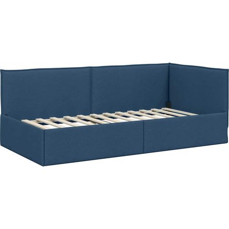 Lit simple,Lit Adulte,Cadre de lit d'angle Bleu 100 cm x 200 cm tissu CFW124622 (1/5)